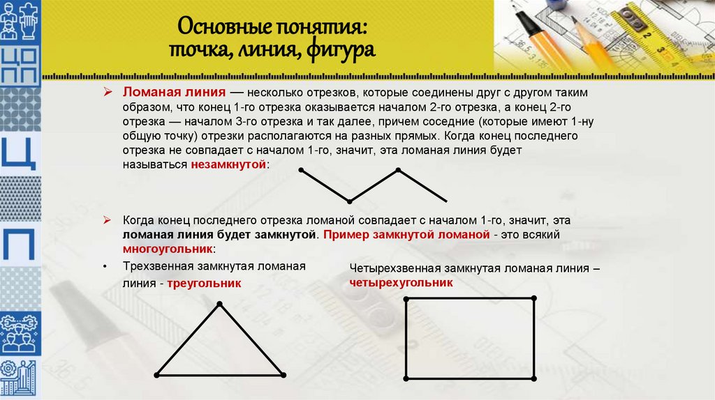 Основные понятия: точка, линия, фигура
