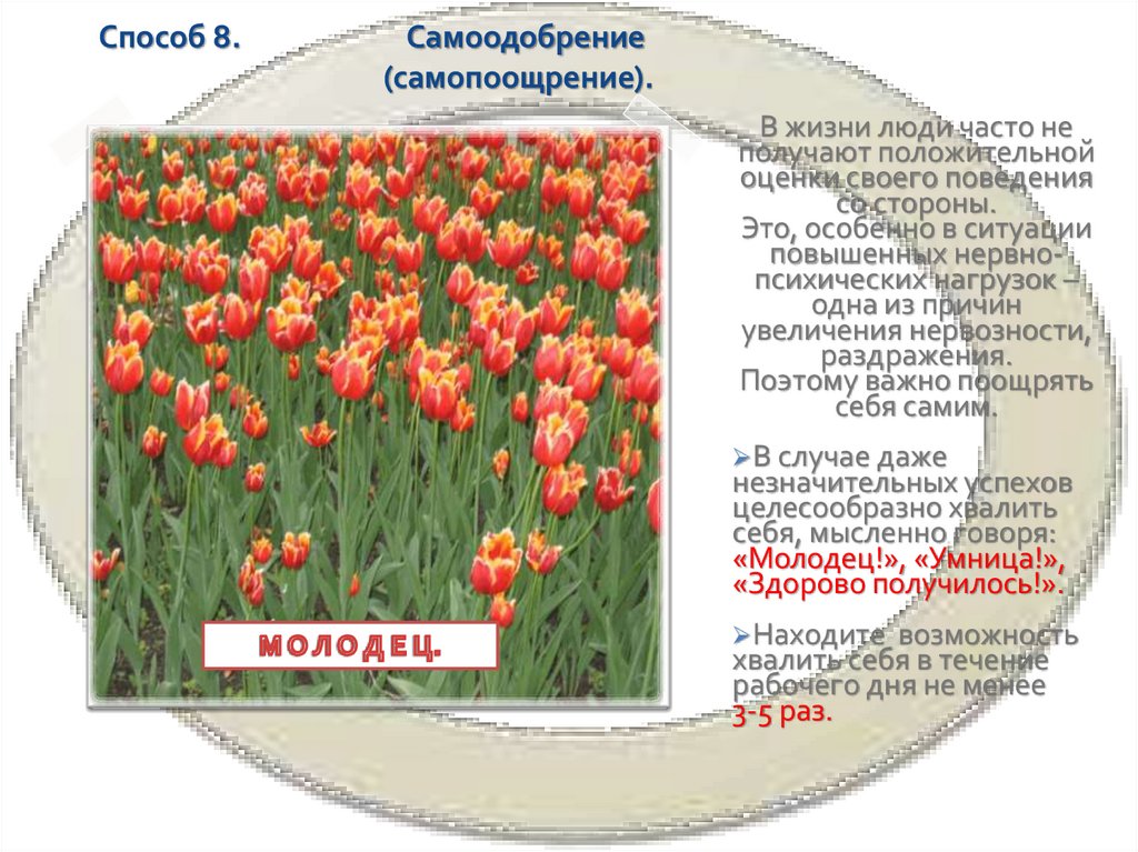 Способ 8. Самоодобрение (самопоощрение).
