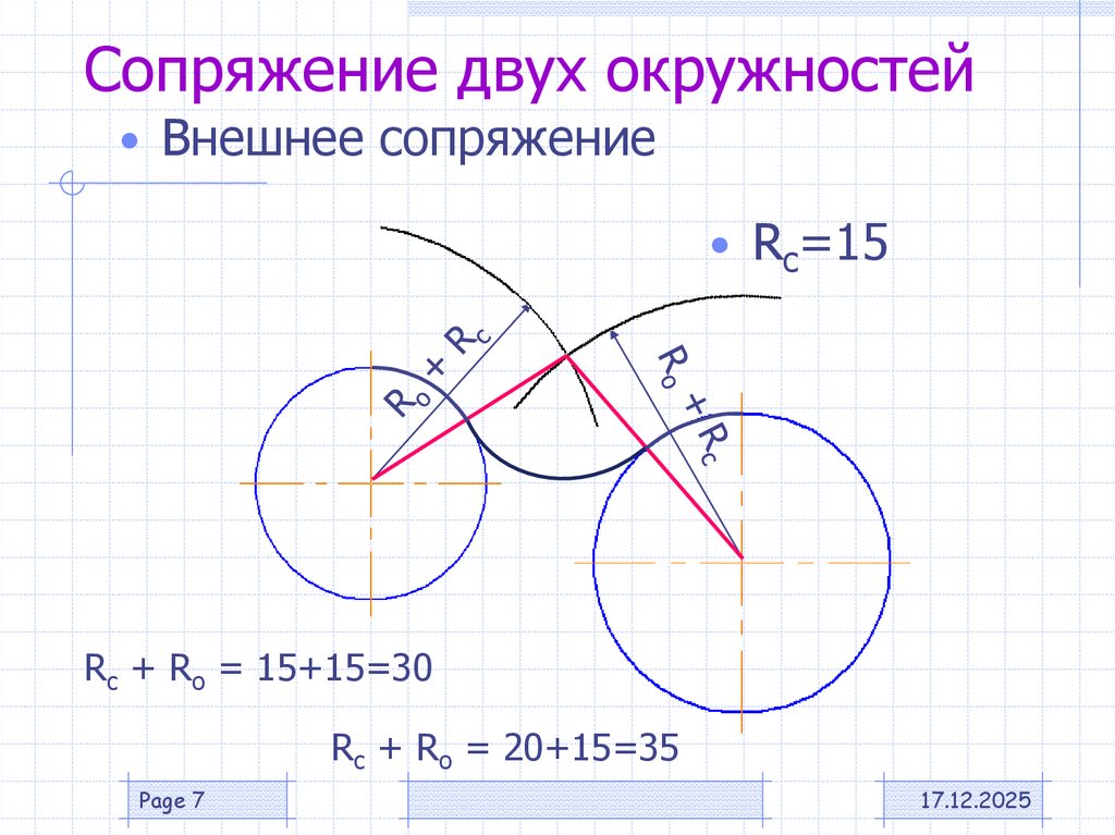 Сопряжение двух окружностей