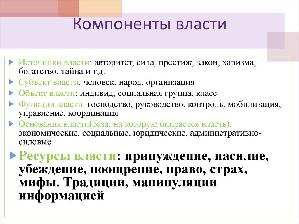 Компоненты власти