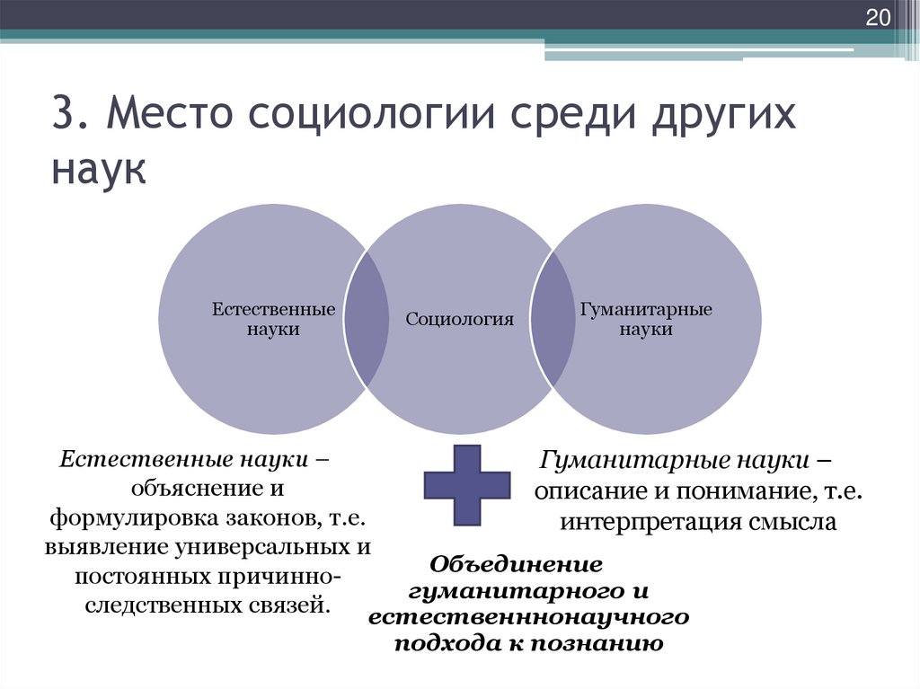 3. Место социологии среди других наук