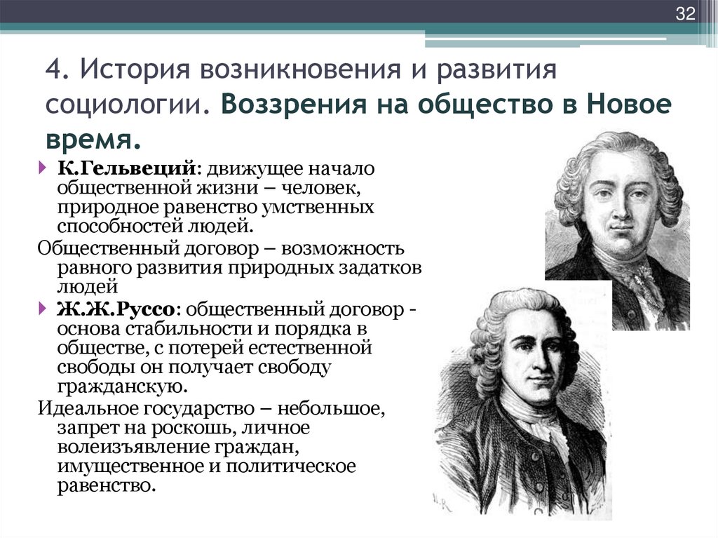 4. История возникновения и развития социологии. Воззрения на общество в Новое время.