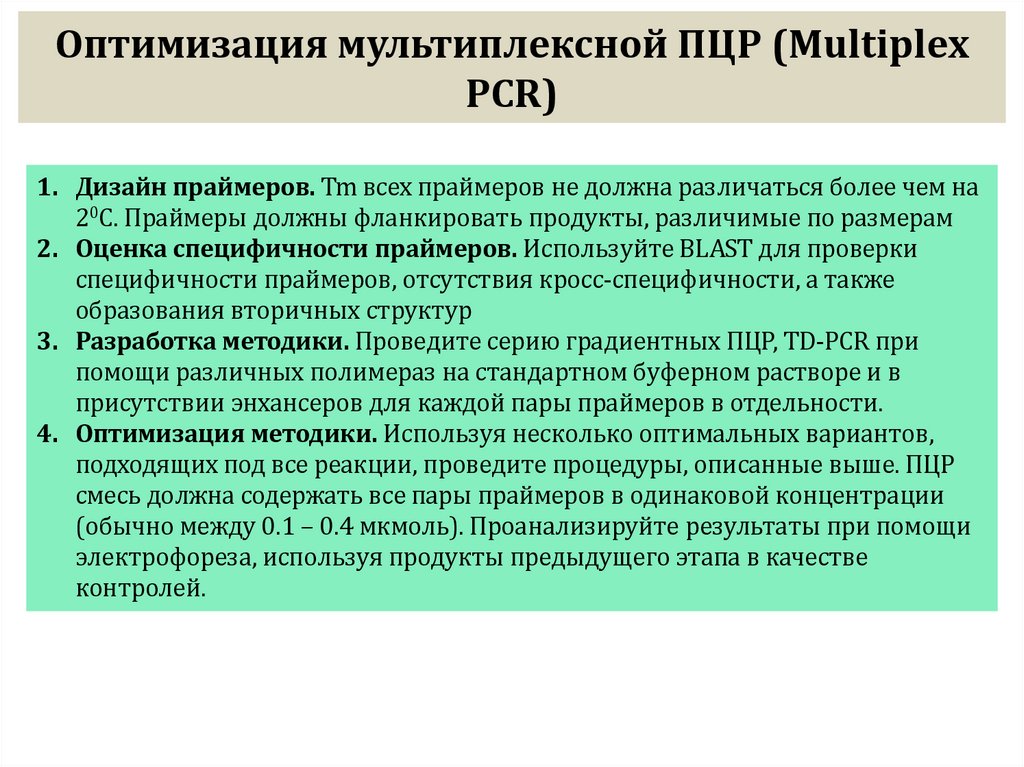 Оптимизация мультиплексной ПЦР (Multiplex PCR)