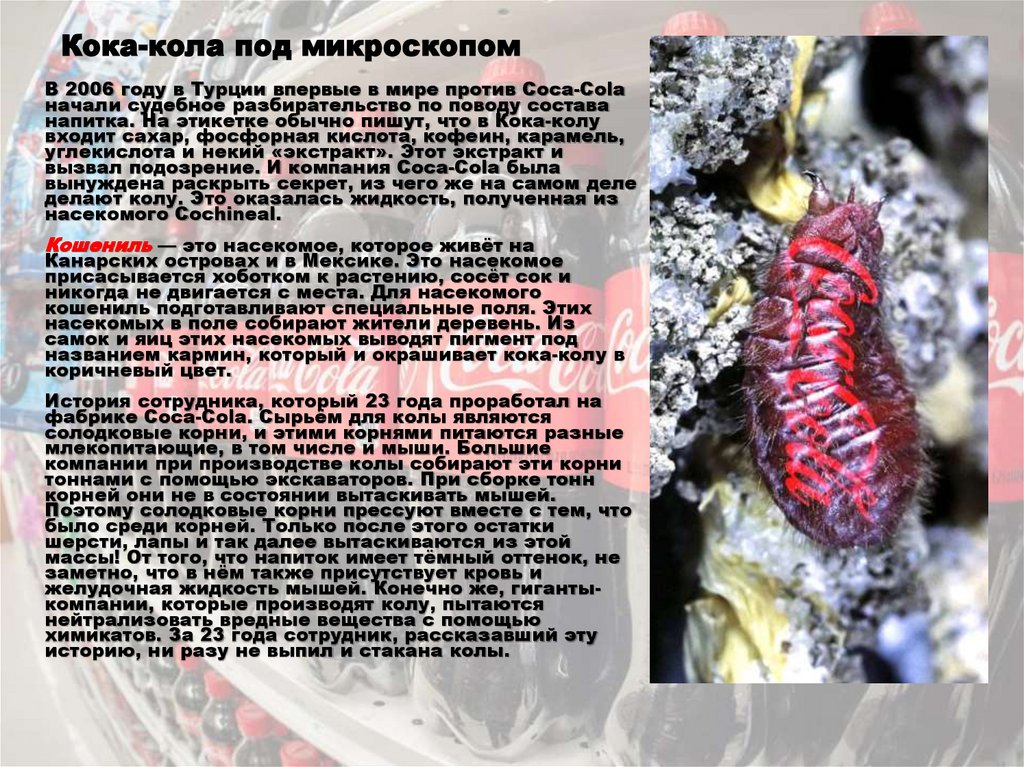 Кока-кола под микроскопом