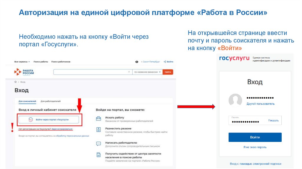 Авторизация на единой цифровой платформе «Работа в России»