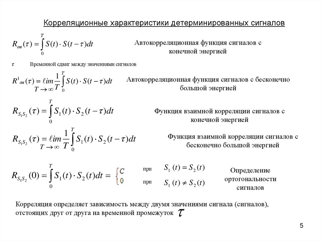 Корреляционные характеристики детерминированных сигналов