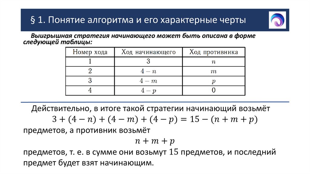 § 1. Понятие алгоритма и его характерные черты