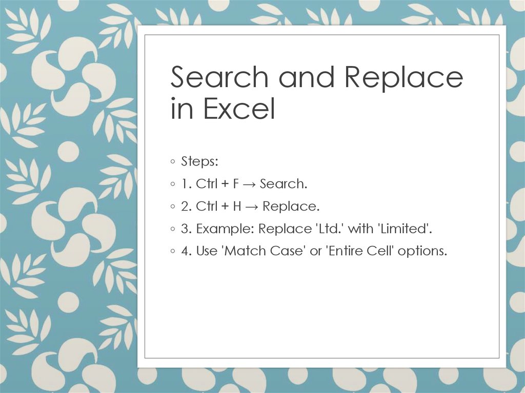 Search and Replace in Excel