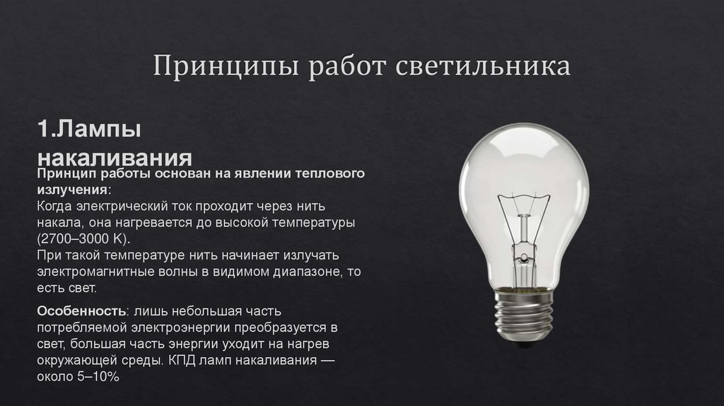 Принципы работ светильника