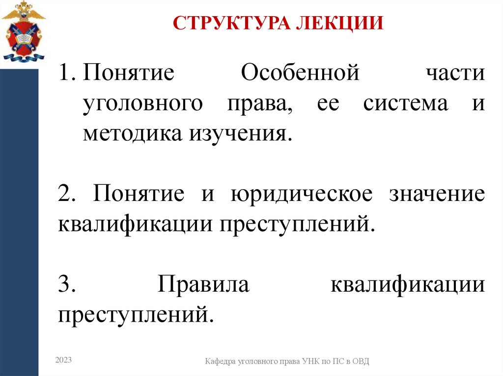 Структура лекции