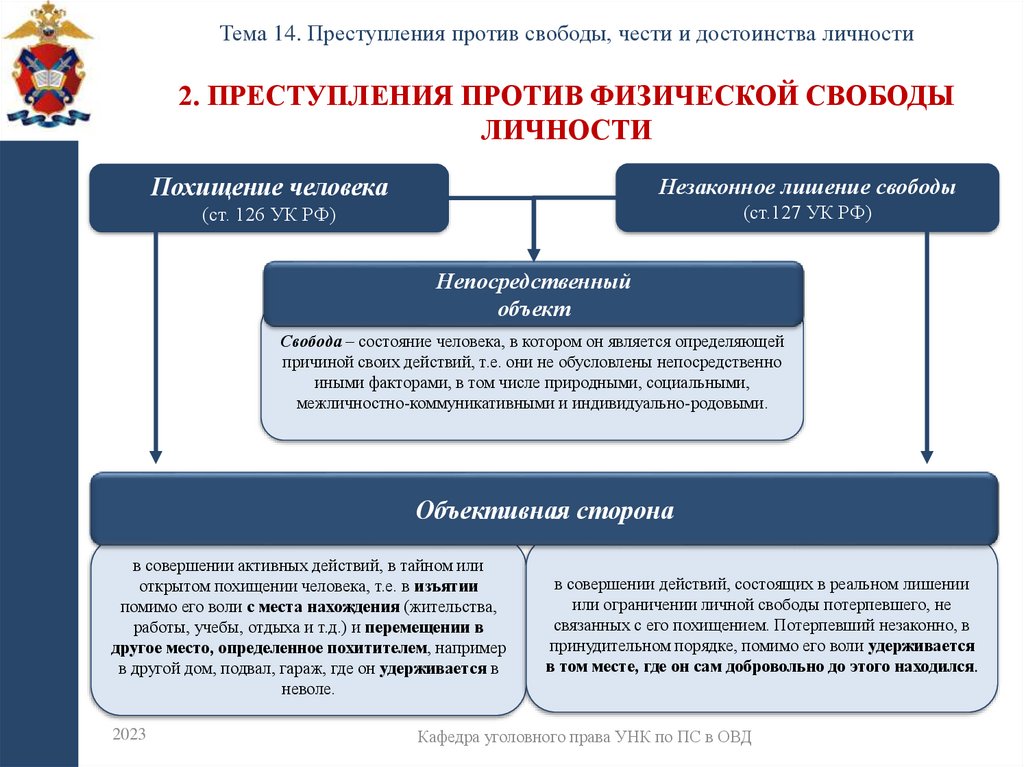 2. Преступления против физической свободы личности