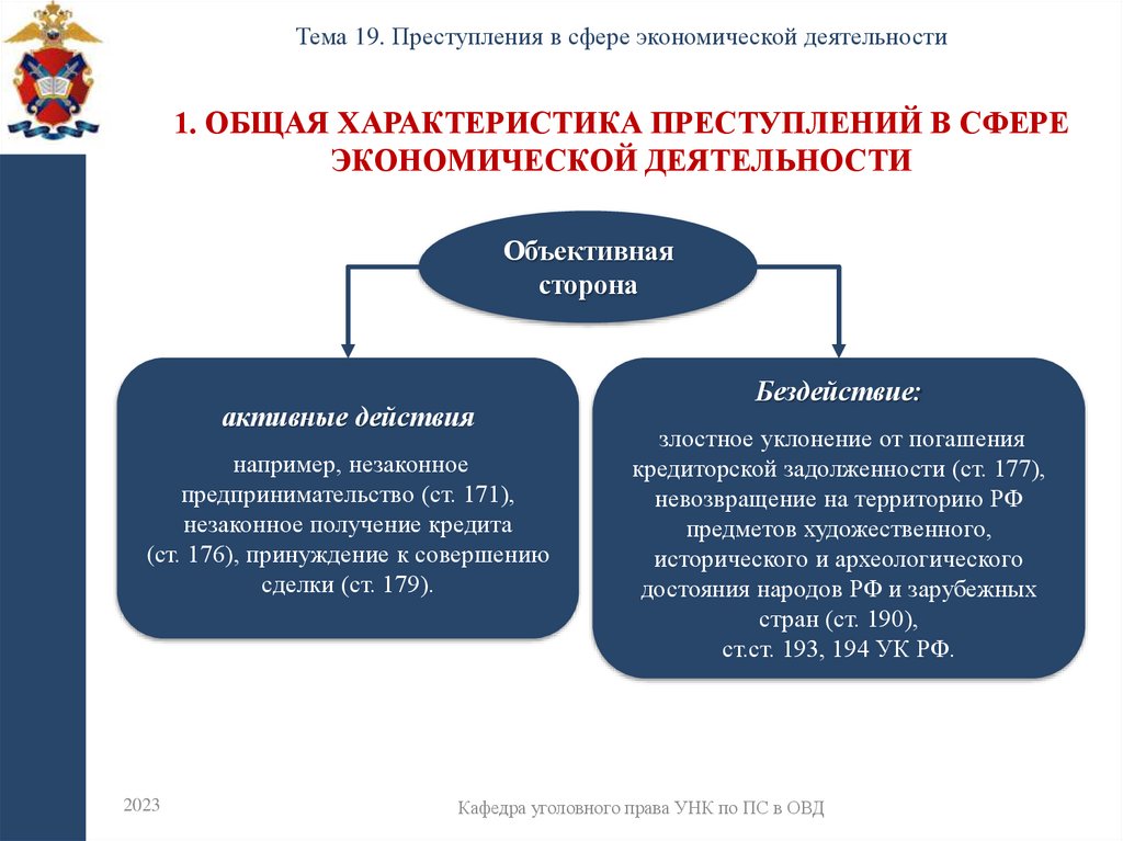 1. Общая характеристика преступлений в сфере экономической деятельности