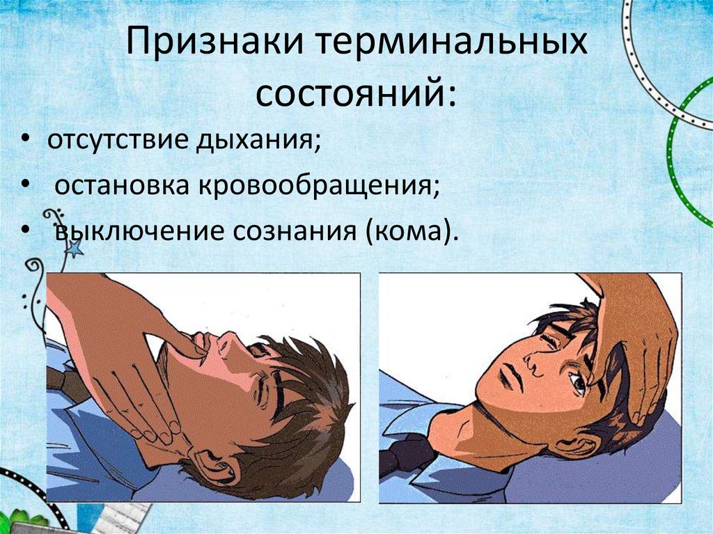 Признаки терминальных состояний: