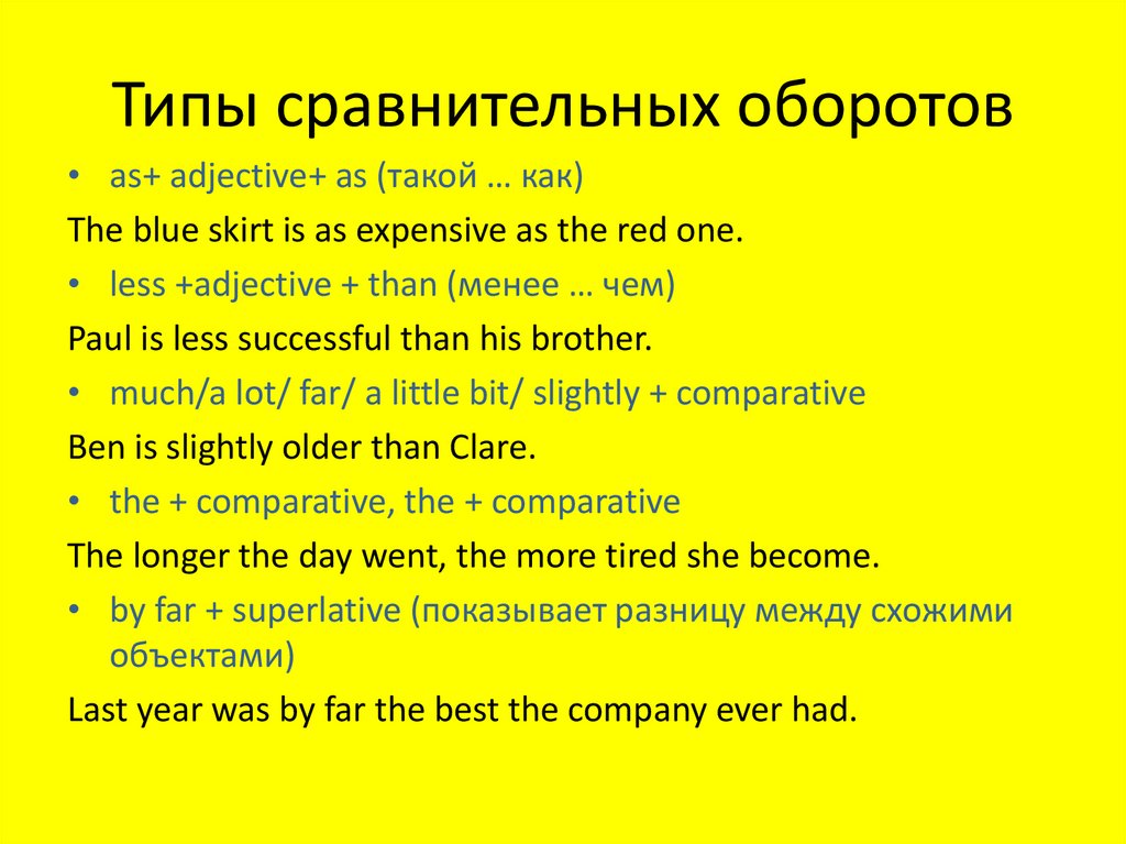 Типы сравнительных оборотов