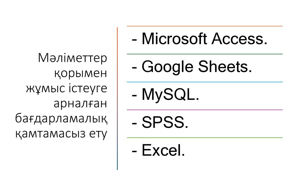 Мәліметтер қорымен жұмыс істеуге арналған бағдарламалық қамтамасыз ету