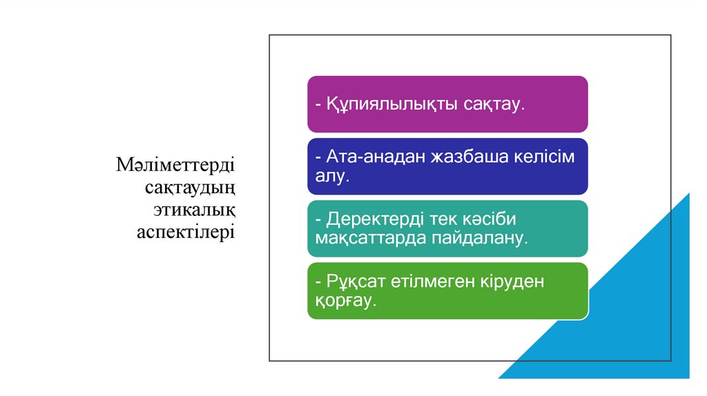 Мәліметтерді сақтаудың этикалық аспектілері