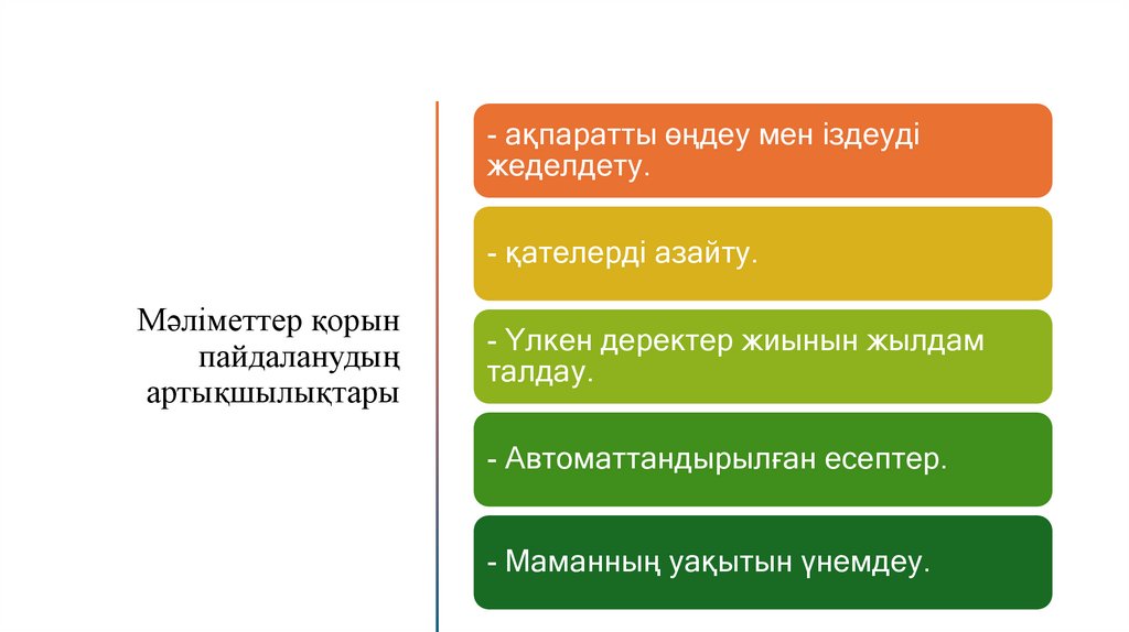 Мәліметтер қорын пайдаланудың артықшылықтары