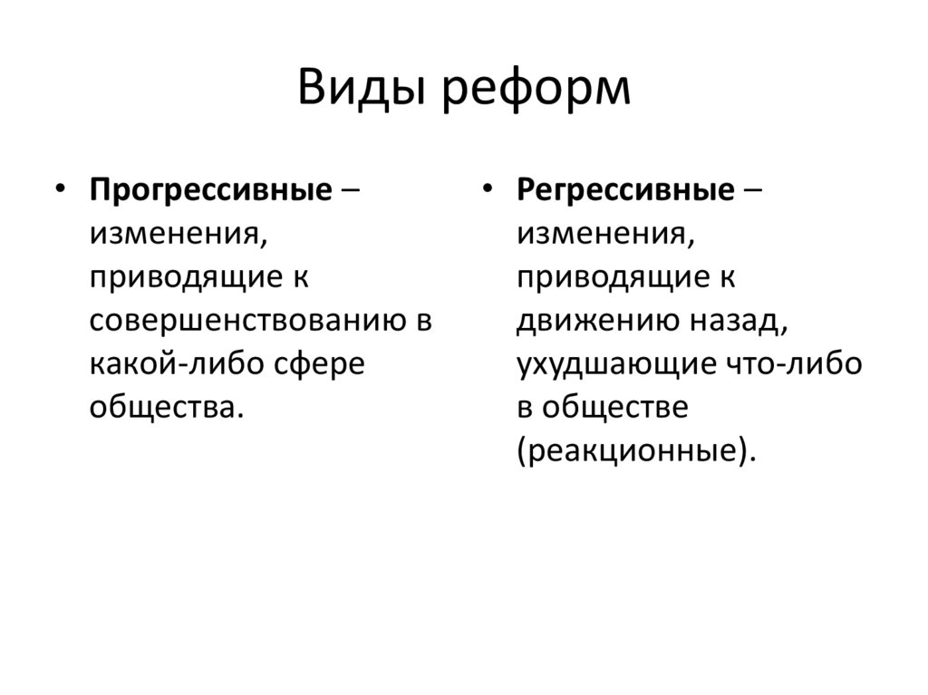 Виды реформ