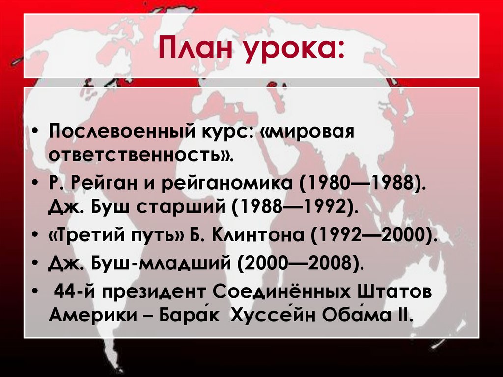 План урока: