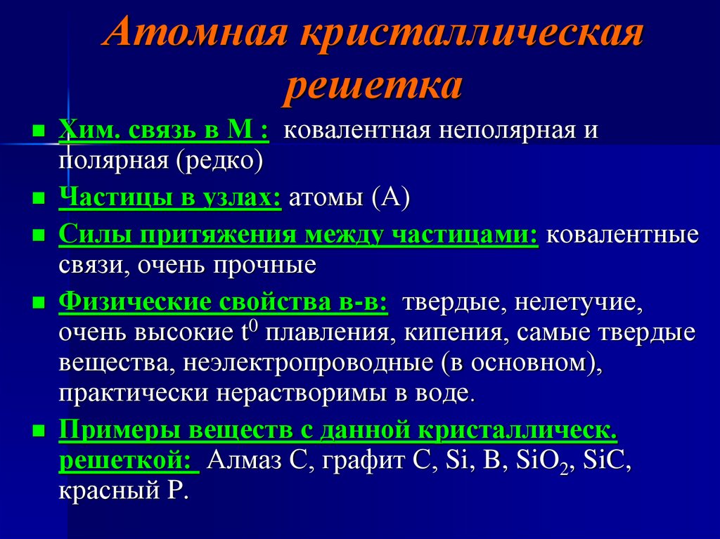 Атомная кристаллическая решетка