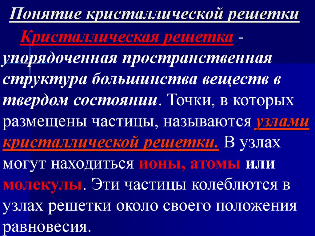 Понятие кристаллической решетки