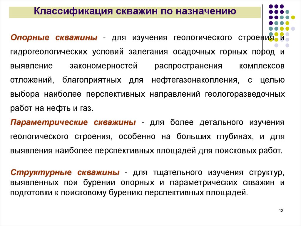 Классификация скважин по назначению