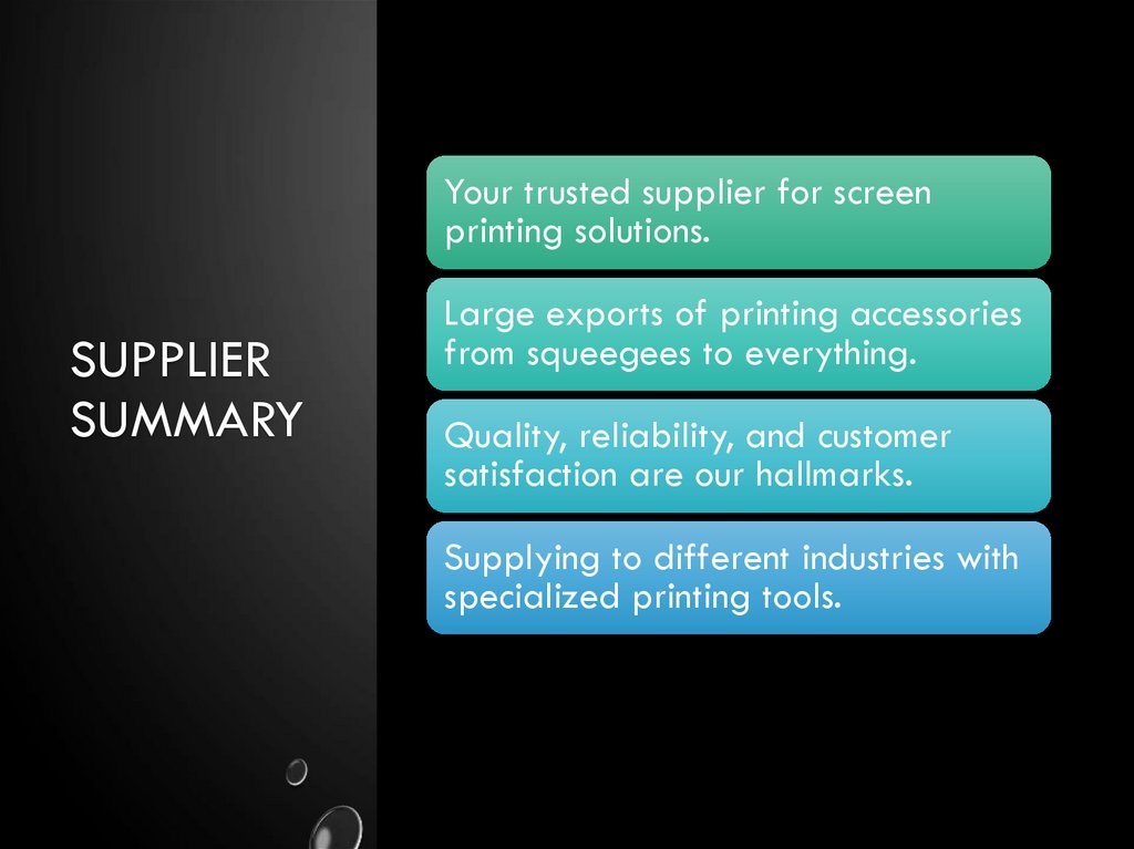 Supplier Summary