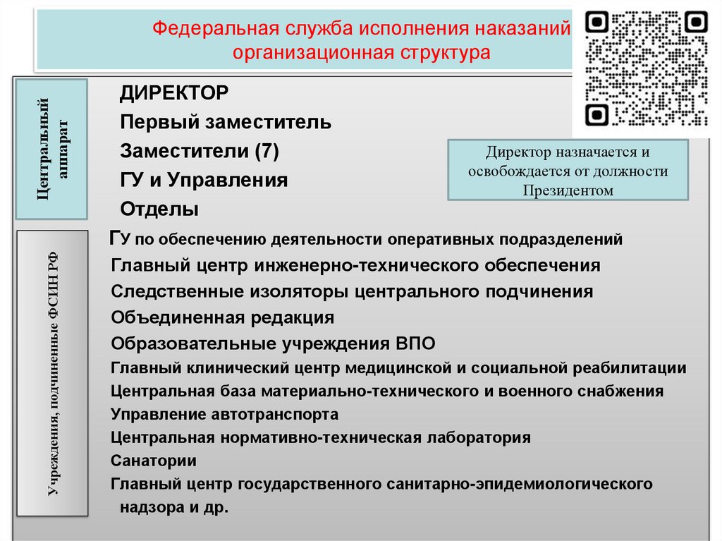 Федеральная служба исполнения наказаний организационная структура