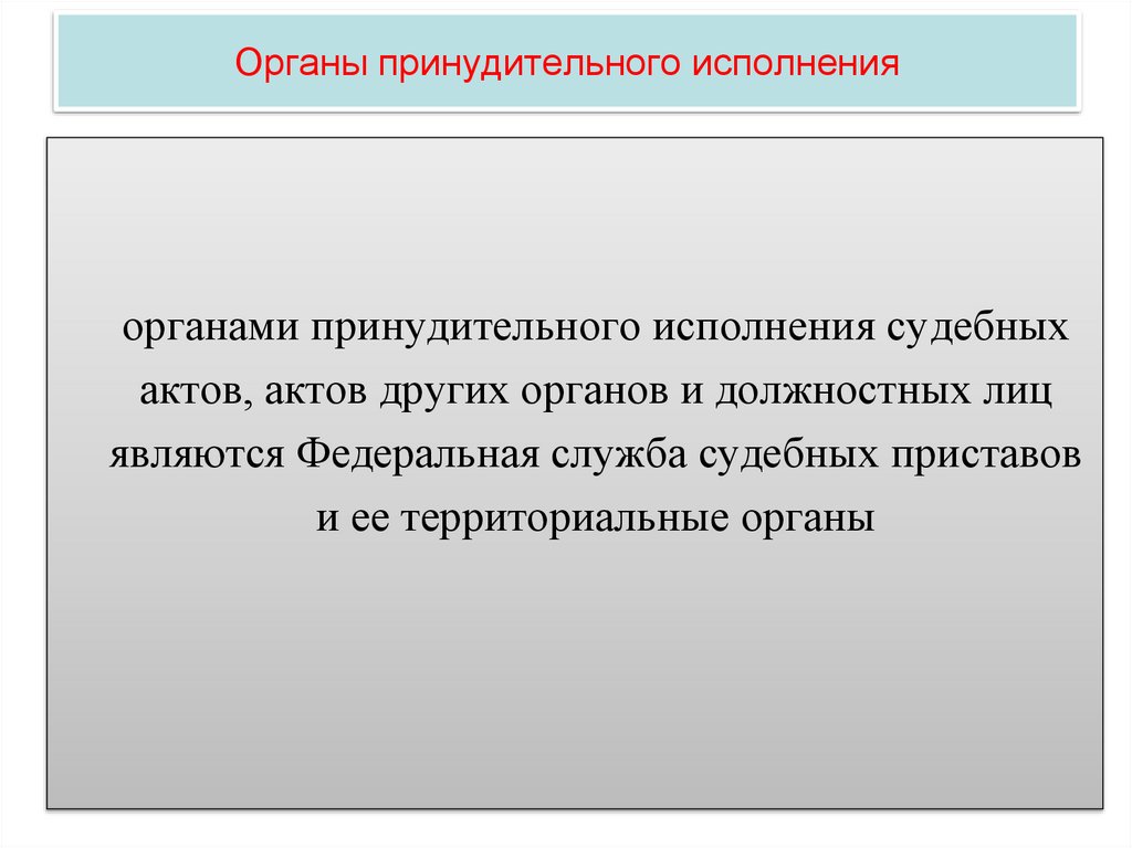 Органы принудительного исполнения