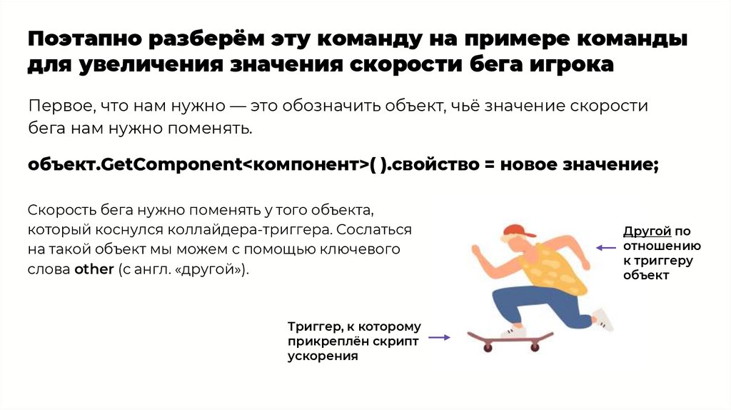 Поэтапно разберём эту команду на примере команды для увеличения значения скорости бега игрока