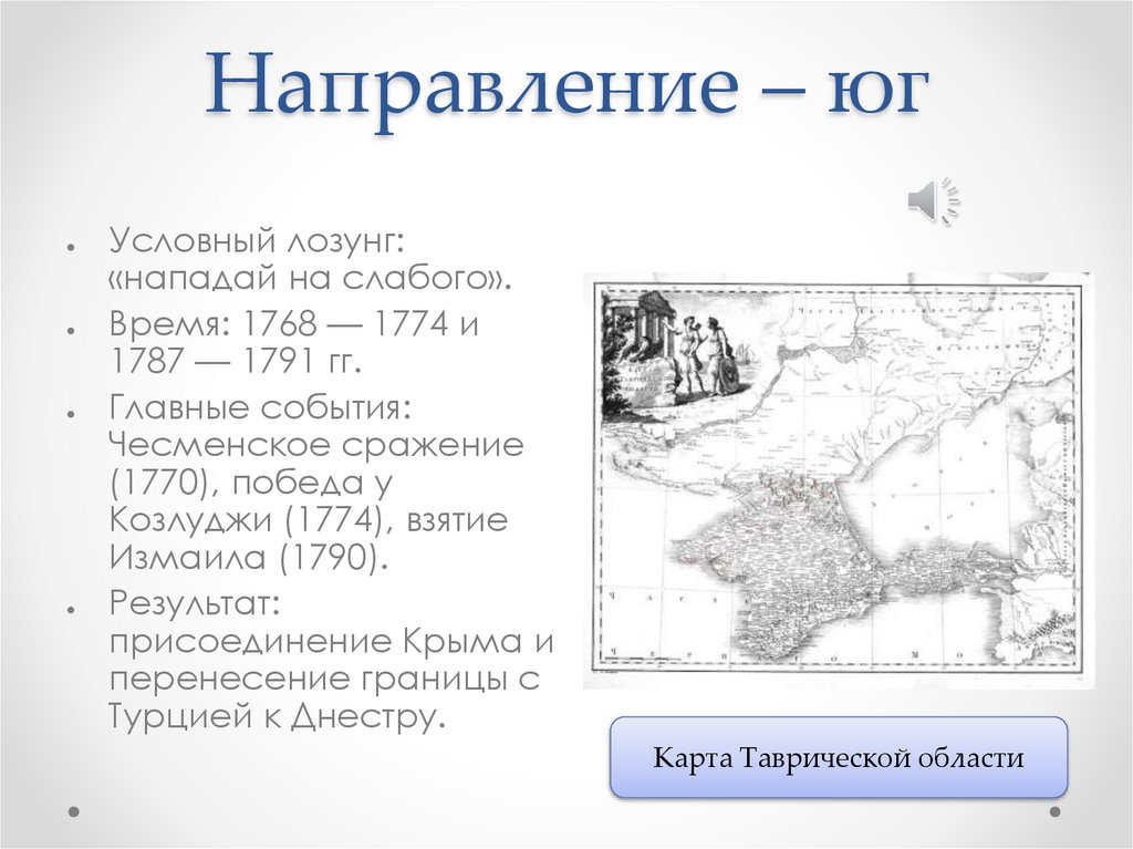 Направление – юг