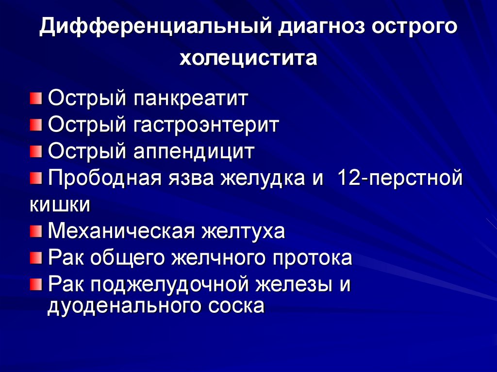 Дифференциальный диагноз острого холецистита