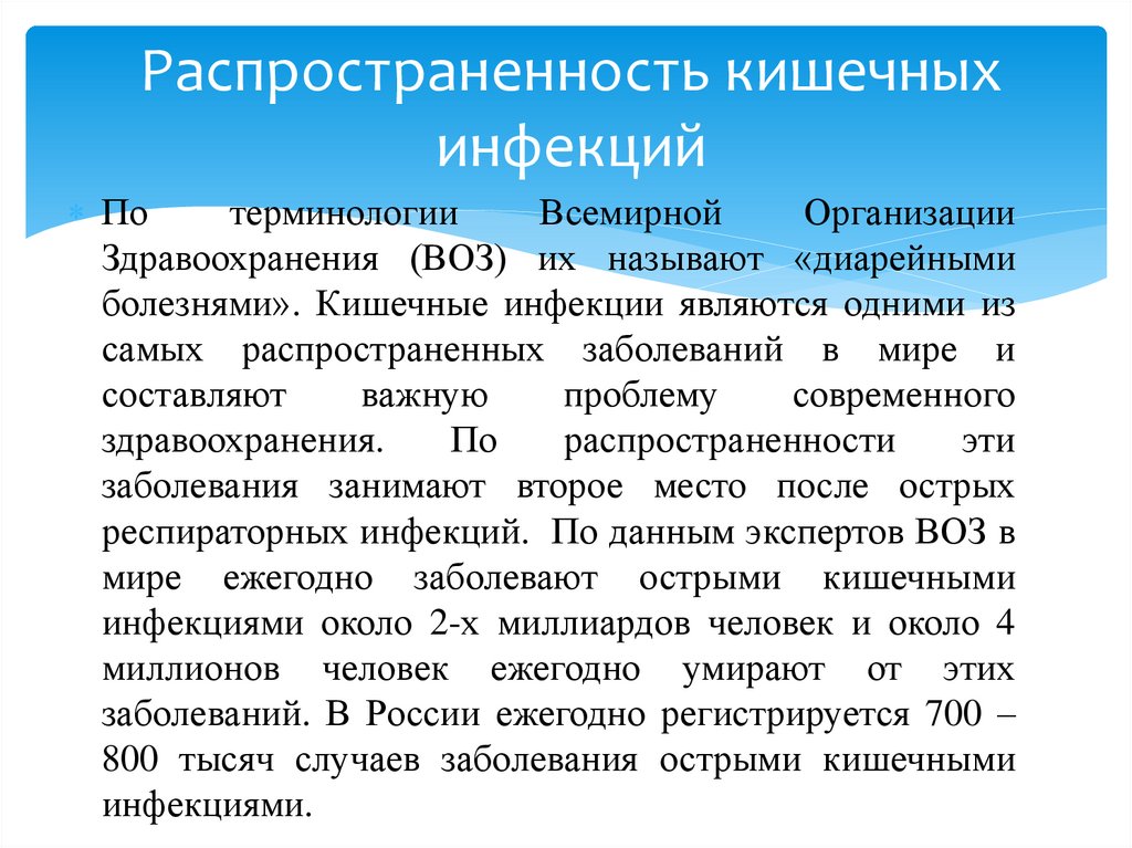 Распространенность кишечных инфекций