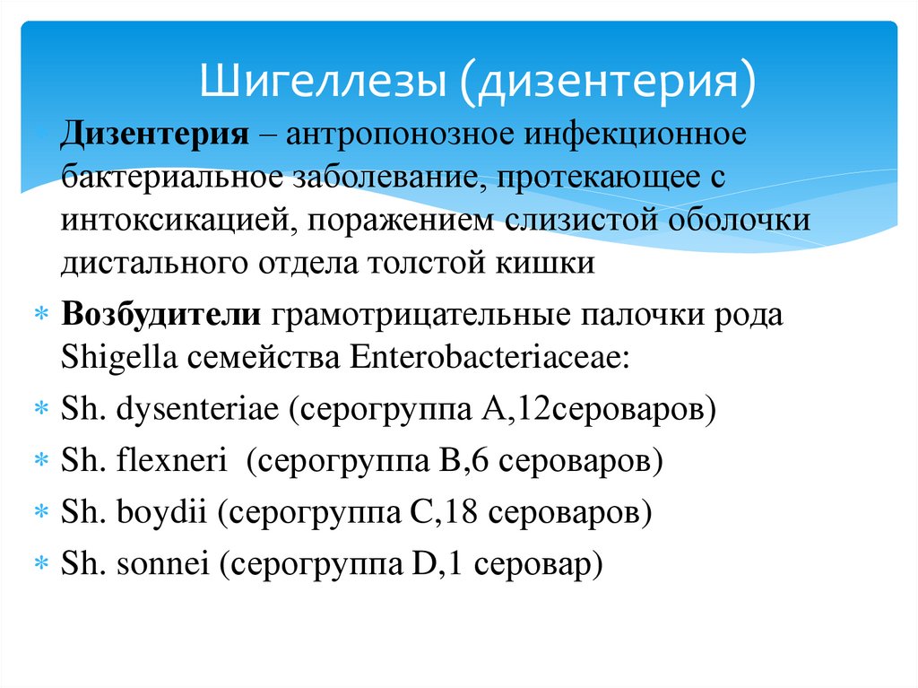 Шигеллезы (дизентерия)