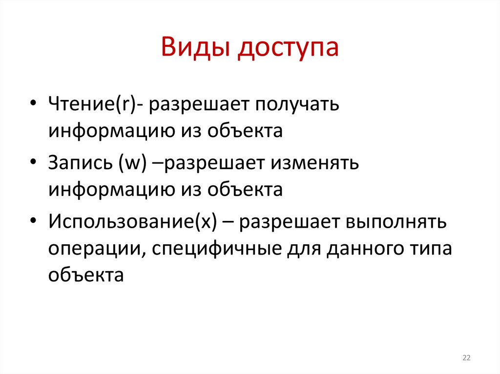 Виды доступа