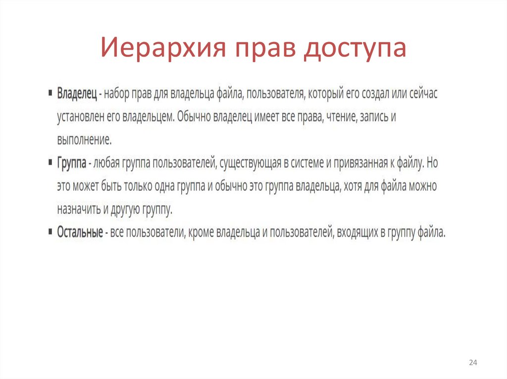 Иерархия прав доступа
