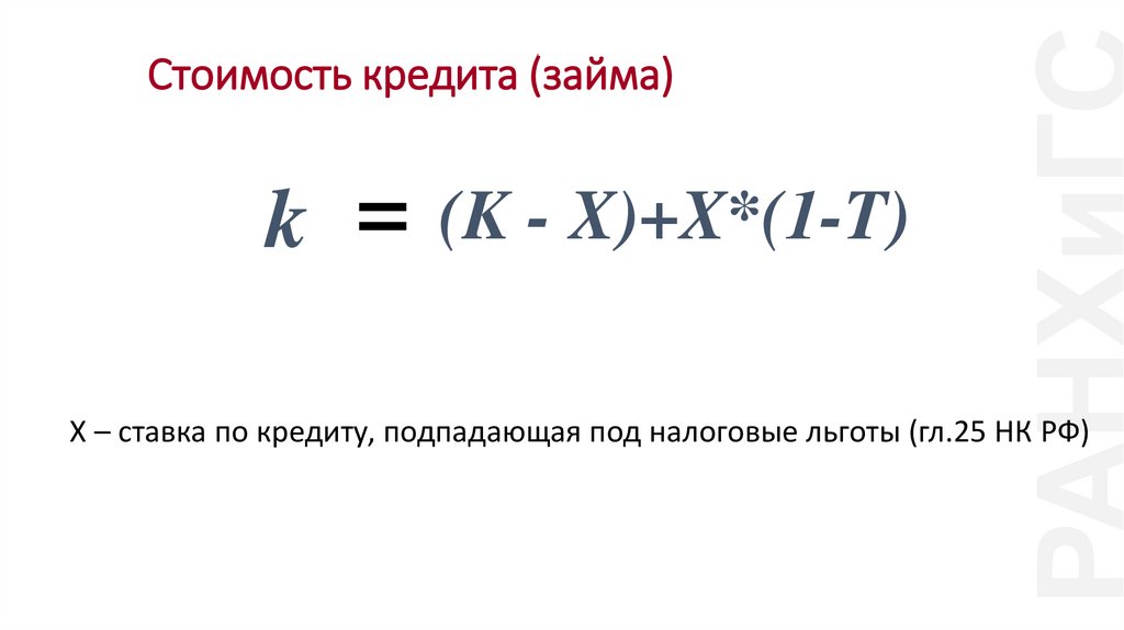 Стоимость кредита (займа)