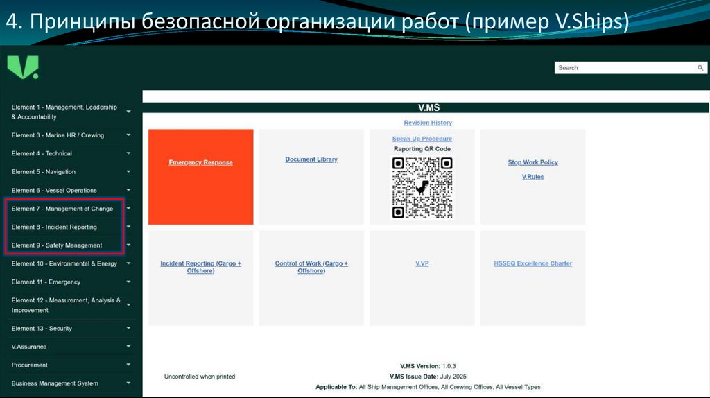 4. Принципы безопасной организации работ (пример V.Ships)