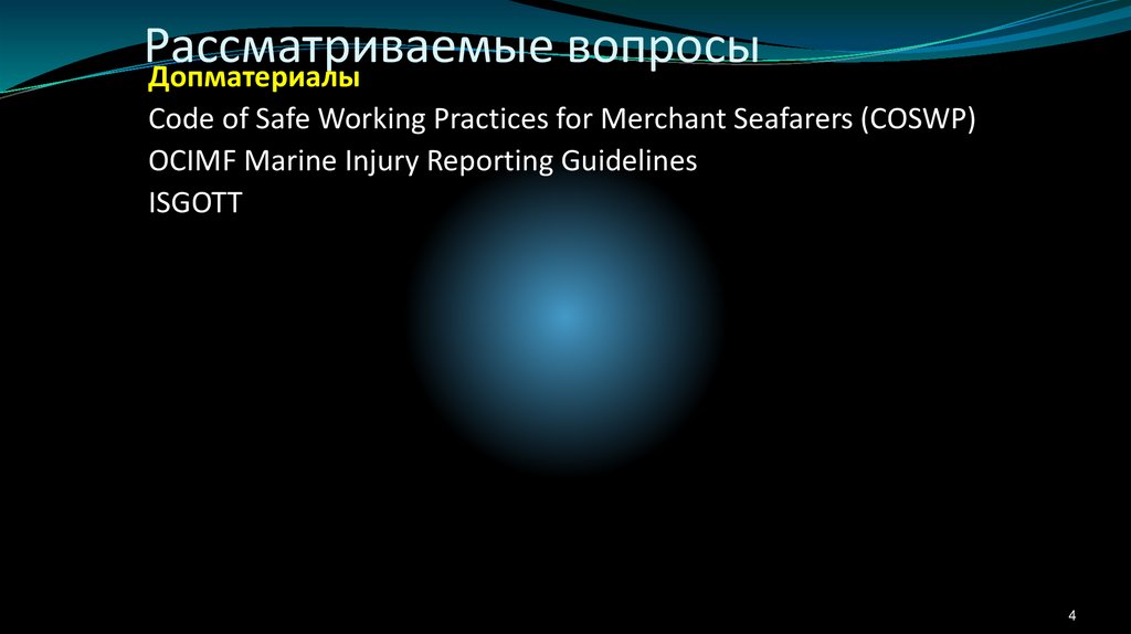 Рассматриваемые вопросы