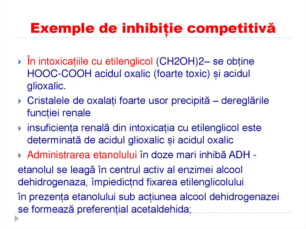 Exemple de inhibiție competitivă