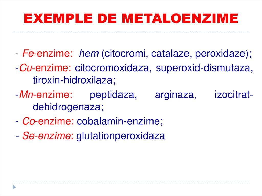 EXEMPLE DE METALOENZIME