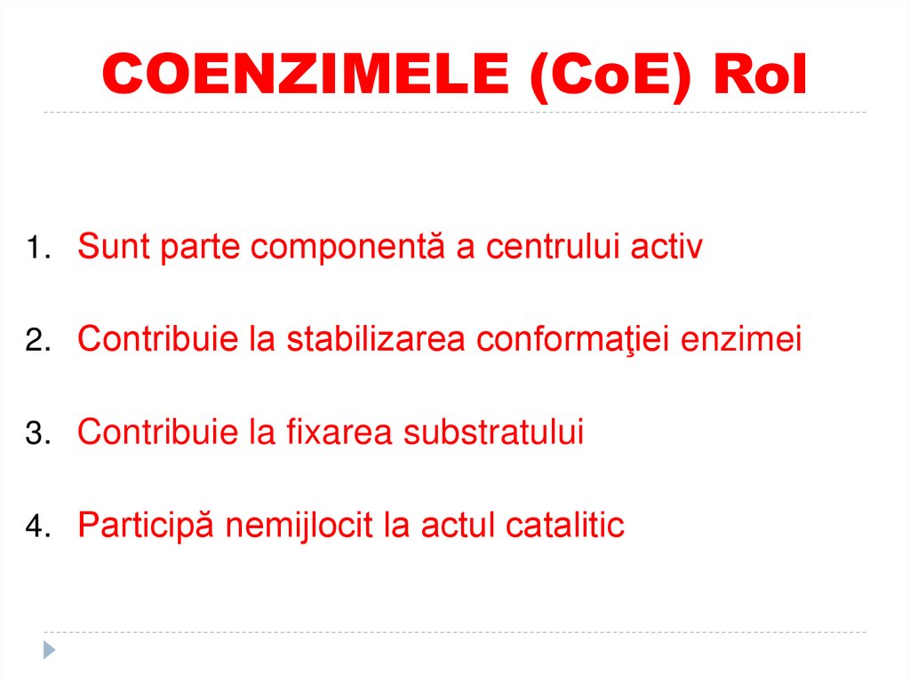 COENZIMELE (CoE) Rol