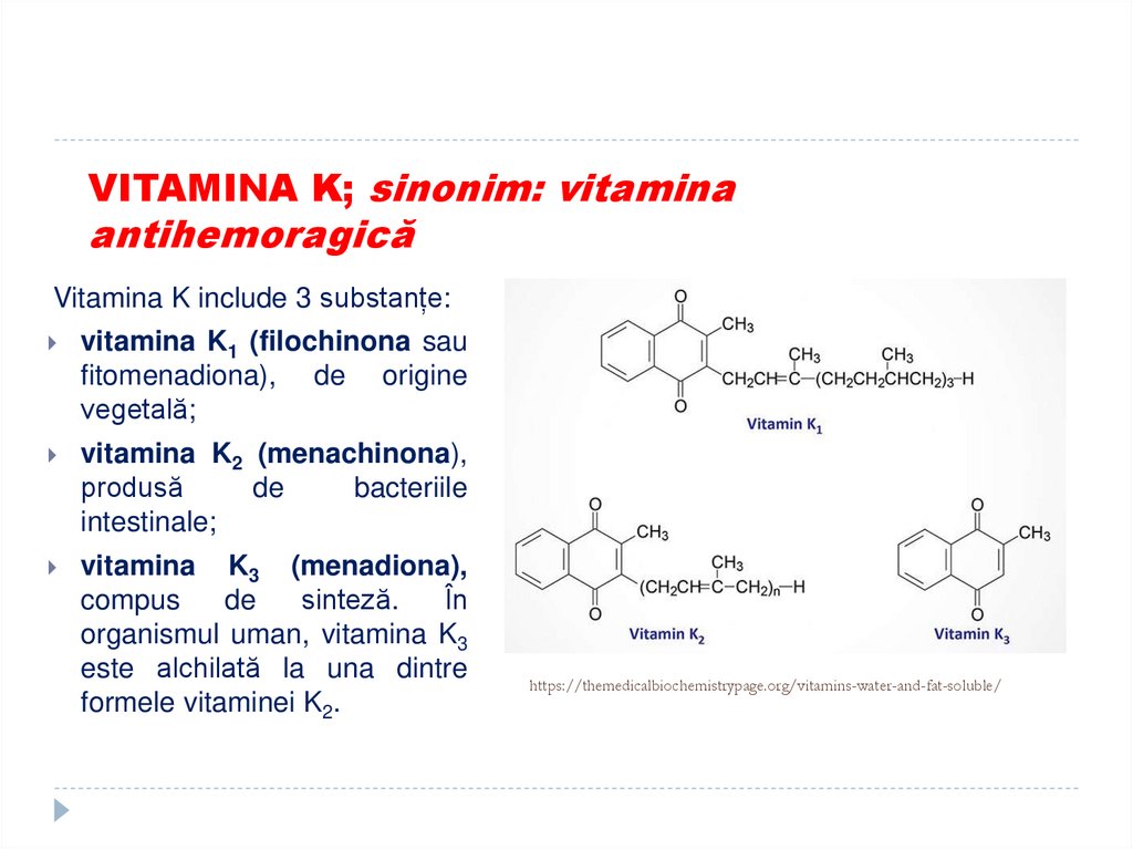 VITAMINA K; sinonim: vitamina antihemoragică