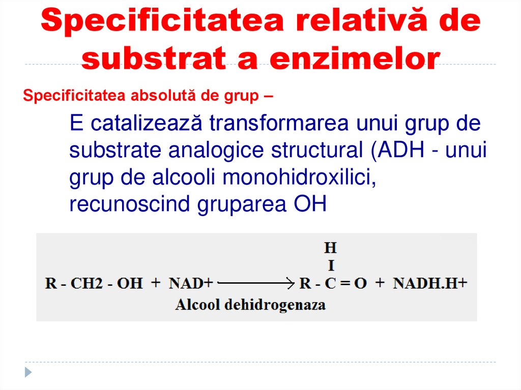 Specificitatea relativă de substrat a enzimelor