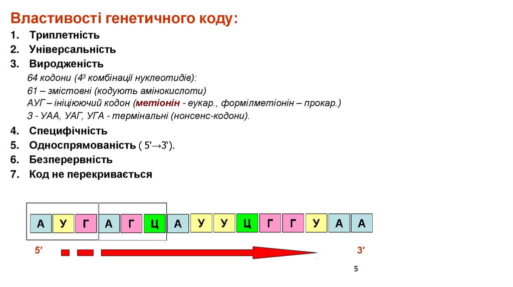 Властивості генетичного коду: