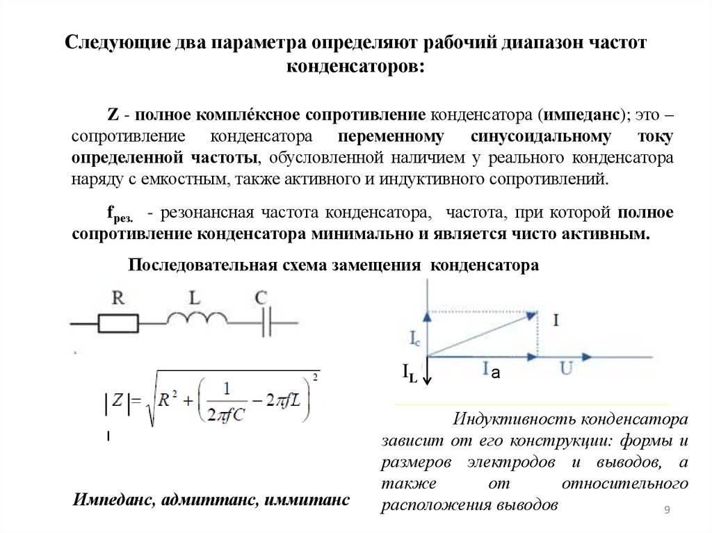 Следующие два параметра определяют рабочий диапазон частот конденсаторов: