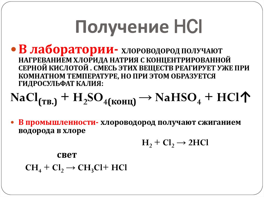 Получение HCl