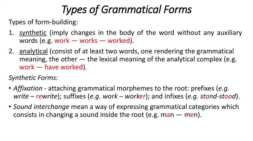 Types of Grammatical Forms