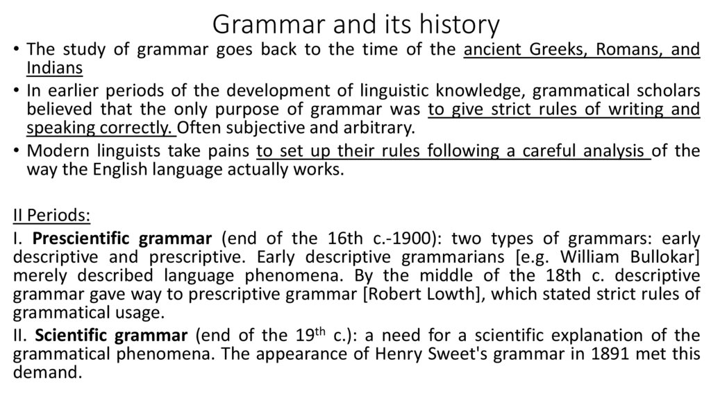 Grammar and its history