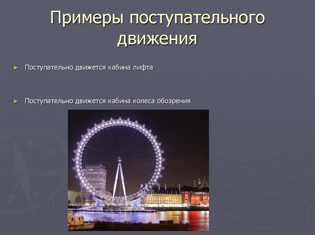 Примеры поступательного движения